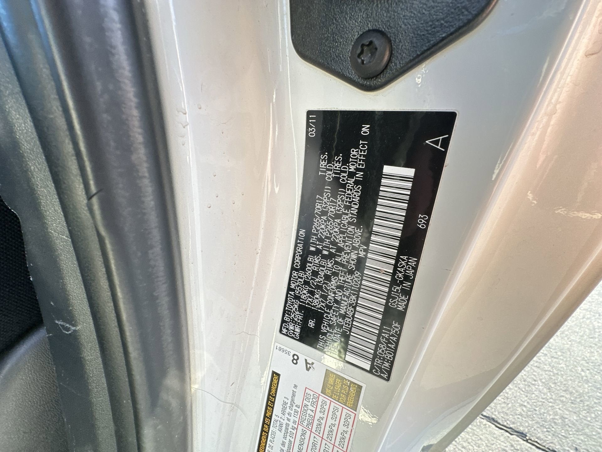 2011 Toyota FJ Cruiser 4DR 4WD MT